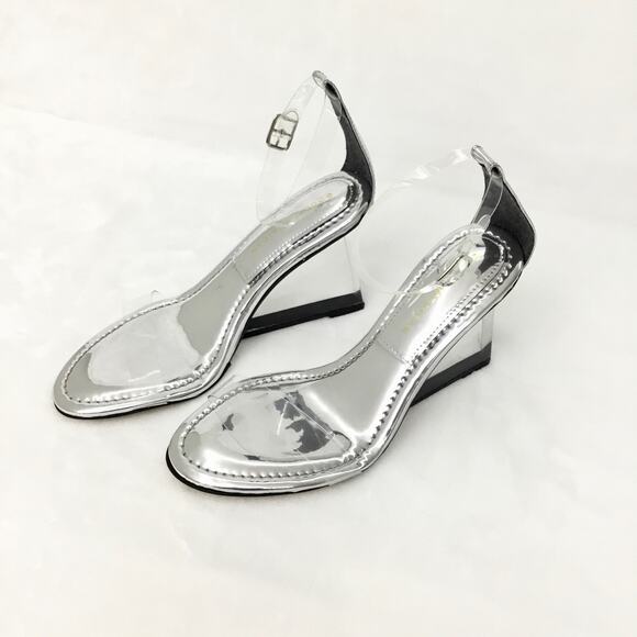 Good American Cinder-F*cking Rella Wedge Silver Sz 9 - Picture 3 of 8